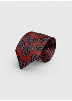 Cravate en soie a motif cashmere