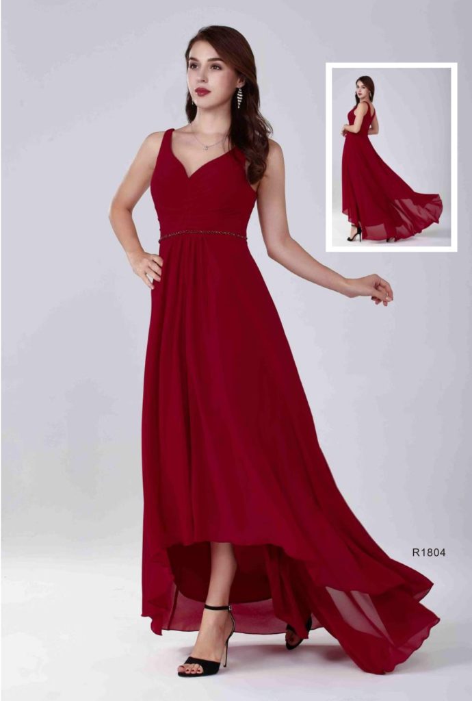 Robe longue asymétrique rouge R1804